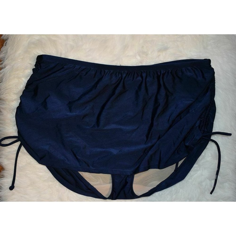 Cacique swimsuit skirt bottoms womens 18 navy blue